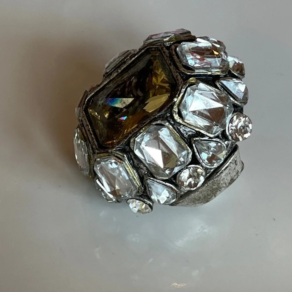 Silver and Crystal large Statement Ring